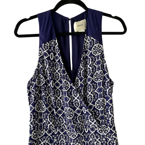 ELEVENSES/ANTHROPOLOGIE NWOT AUDRA WIDE LEG JUMPSUIT NAVY BLUE | SIZE 6 - Picture 2 of 10